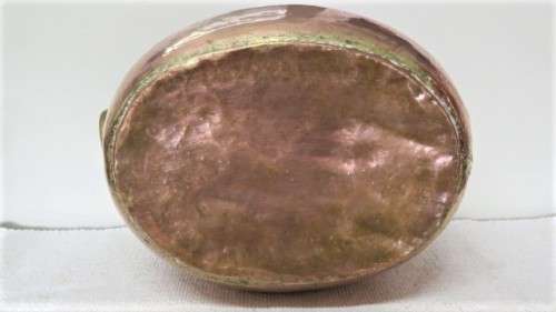 Set of 3 Vintage Hand Made Oval Copper Basins/Pots Brass Handles Copper Rivets See Description