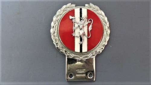 Stunning Vintage J.R. Gaunt London Chrome and Enamel Jaguar Car Badge 80 x 100 mm