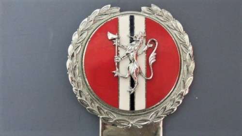 Stunning Vintage J.R. Gaunt London Chrome and Enamel Jaguar Car Badge 80 x 100 mm