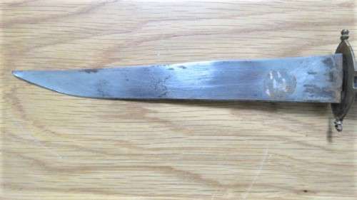 Fabulous Vintage Dagger/Knife With Sheath Painted Floral Decoration Brass Trim L: 34 cm