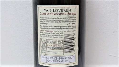 Sealed 750ml Bottle of Van Loveren 2009 Cabernet Sauvignon - Shiraz
