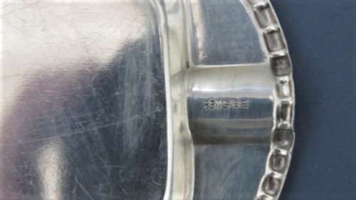 Two Antique .830 Silver Small Round Ashtrays Square Inner Decorative Border D: 70 mm 36 g