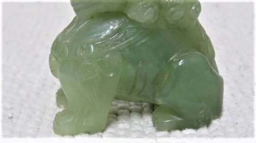 Pair of Stunning Vintage 1960`s Hand Carved Jade Foo Dogs 55 x 65 mm