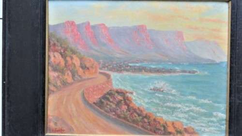 Lovely Framed Vintage Oil on Board Seascape Signed V. Fechter 55 x 45,5 cm
