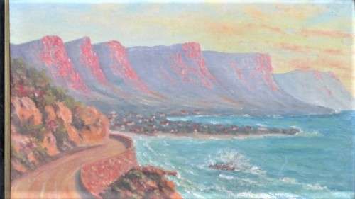 Lovely Framed Vintage Oil on Board Seascape Signed V. Fechter 55 x 45,5 cm