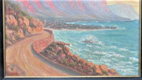 Lovely Framed Vintage Oil on Board Seascape Signed V. Fechter 55 x 45,5 cm
