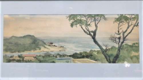 Gorgeous Vintage Framed Watercolour Landscape/Seascape Signed FA McKenzie 1974 70,5 x 38 cm