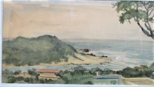 Gorgeous Vintage Framed Watercolour Landscape/Seascape Signed FA McKenzie 1974 70,5 x 38 cm