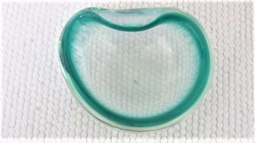 Beautiful Vintage Murano Teal Coloured Small Glass Bowl 100 x 80 mm