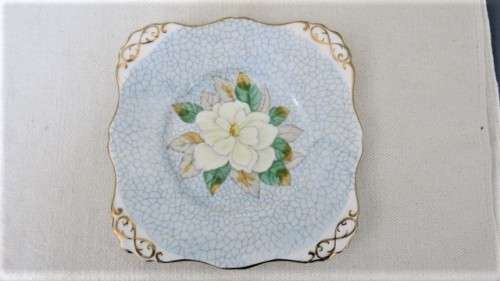 Lovely Vintage Tuscan Fine Bone China Square Plate Tab Handles Gold Gilt Trim 220 x 220 mm