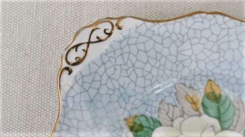 Lovely Vintage Tuscan Fine Bone China Square Plate Tab Handles Gold Gilt Trim 220 x 220 mm