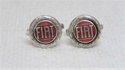 Stunning Vintage Pair of Sterling Silver And Enamel Fiat Cufflinks (12.4 g)