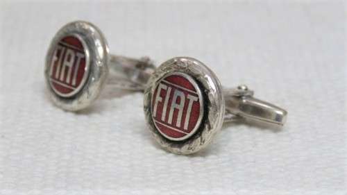 Stunning Vintage Pair of Sterling Silver And Enamel Fiat Cufflinks (12.4 g)