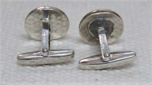 Stunning Vintage Pair of Sterling Silver And Enamel Fiat Cufflinks (12.4 g)