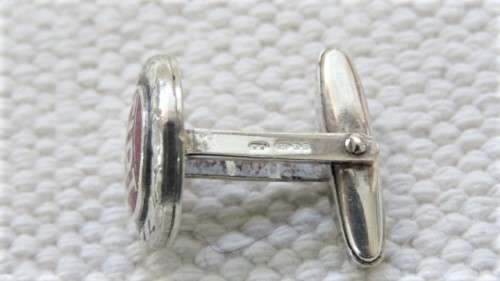 Stunning Vintage Pair of Sterling Silver And Enamel Fiat Cufflinks (12.4 g)