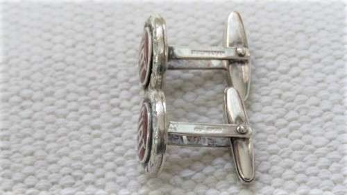 Stunning Vintage Pair of Sterling Silver And Enamel Fiat Cufflinks (12.4 g)