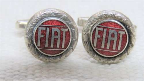 Stunning Vintage Pair of Sterling Silver And Enamel Fiat Cufflinks (12.4 g)
