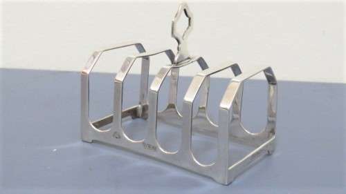Hallmarked Antique Birmingham Adie Bros Ltd Edward VIII 1936-37 Silver Toast Rack 75 x 40 mm (41 g)