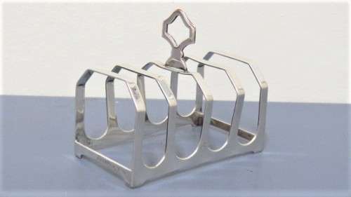 Hallmarked Antique Birmingham Adie Bros Ltd Edward VIII 1936-37 Silver Toast Rack 75 x 40 mm (41 g)
