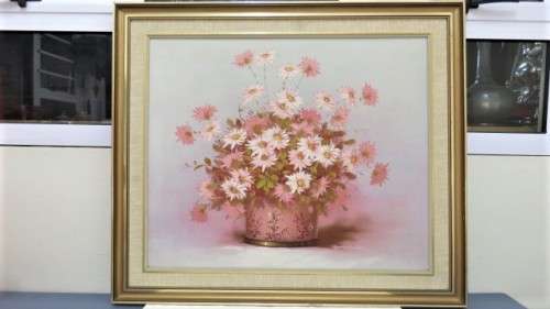 Framed Original American Artist Donna Wood Oil On Board Still Life Of Daisies Signed 73,5 x 63,5 cm