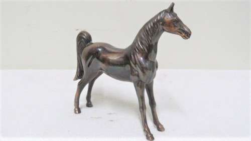 Two Beautiful Vintage Bronze-Glazed Miniature Horse Ornaments