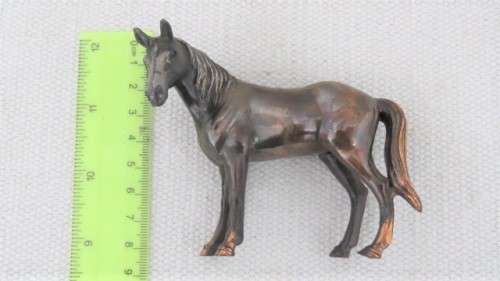 Two Beautiful Vintage Bronze-Glazed Miniature Horse Ornaments