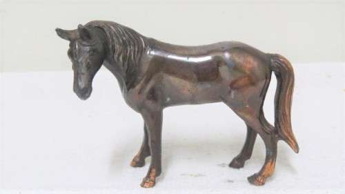 Two Beautiful Vintage Bronze-Glazed Miniature Horse Ornaments