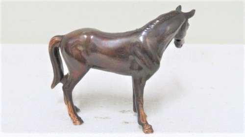 Two Beautiful Vintage Bronze-Glazed Miniature Horse Ornaments