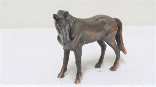 Two Beautiful Vintage Bronze-Glazed Miniature Horse Ornaments