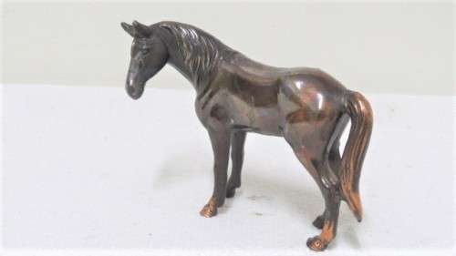 Two Beautiful Vintage Bronze-Glazed Miniature Horse Ornaments
