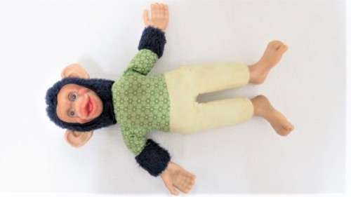 Adorable Vintage Stuffed Toy Chimpanzee Rubber Hands, Feet, Ears And Face L: 48 cm SOLD AS IS