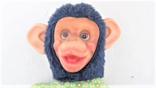 Adorable Vintage Stuffed Toy Chimpanzee Rubber Hands, Feet, Ears And Face L: 48 cm SOLD AS IS