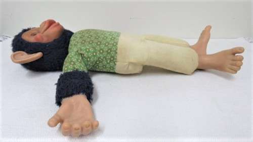 Adorable Vintage Stuffed Toy Chimpanzee Rubber Hands, Feet, Ears And Face L: 48 cm SOLD AS IS