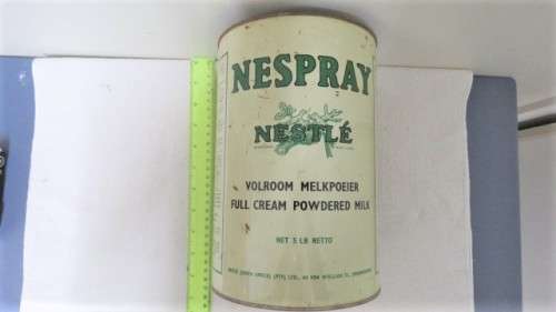 Fantastic Vintage 1950s Nespray Nestle Full Cream Powdered Milk (Net 5 LB) Tin 23,5 x 16 cm