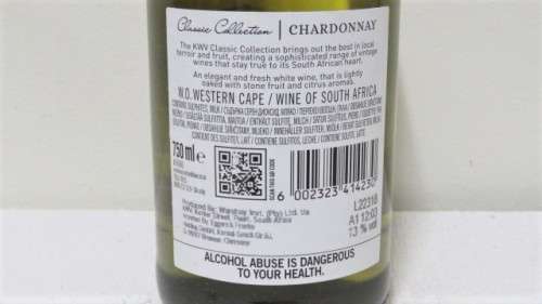 Sealed 750ml Bottle of Award Winning KWV Classic Collection 2022 Chardonnay