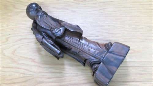 Vintage Rosewood Hand Carved Chinese Immortal God of Prosperity Shou Figurine H: 32 cm SOLD AS IS