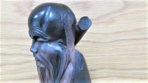 Vintage Rosewood Hand Carved Chinese Immortal God of Prosperity Shou Figurine H: 32 cm SOLD AS IS