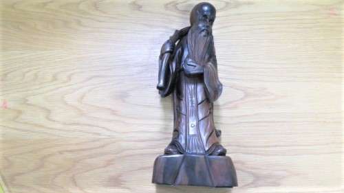 Vintage Rosewood Hand Carved Chinese Immortal God of Prosperity Shou Figurine H: 32 cm SOLD AS IS
