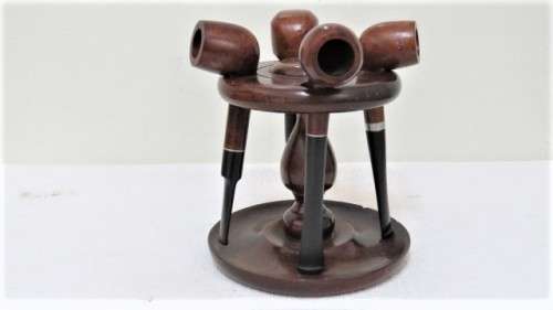 Awesome Vintage Tobacco Pipe Stand With Four Pipes Details in Description