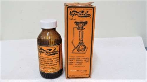 Fantastic Vintage Vapo-Cresolene Burner Lamp With Boxed Bottle of Cresolene Liquid H: 165 mm