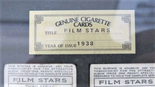 Vintage John Player & Sons 1938 Framed Genuine Cigarette Cards 12 Film Stars 30,5 x 36,5 cm