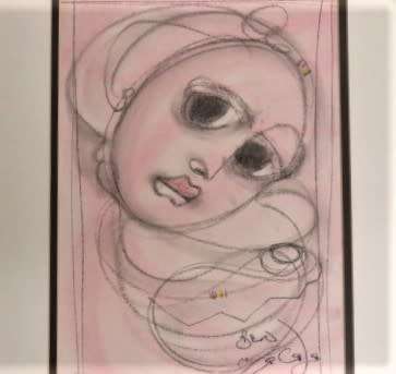 Renowned SA Artist Ben Macala (1938-1997) Framed Face Mixed Media Signed 42,5 x 51,5 cm
