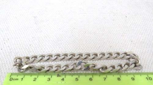 Fabulous Vintage Sterling Silver 925 Unisex 7mm Flat Curb Chain Bracelet L: 100 mm (24.3 g)