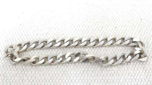 Fabulous Vintage Sterling Silver 925 Unisex 7mm Flat Curb Chain Bracelet L: 100 mm (24.3 g)