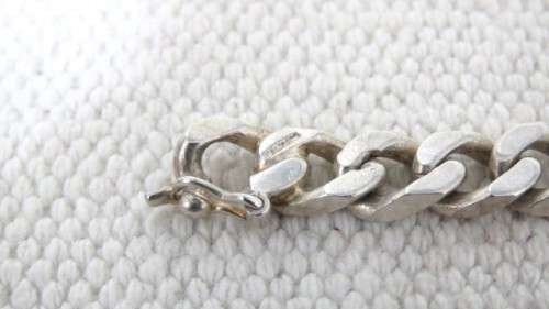 Fabulous Vintage Sterling Silver 925 Unisex 7mm Flat Curb Chain Bracelet L: 100 mm (24.3 g)
