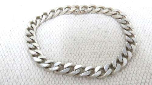 Fabulous Vintage Sterling Silver 925 Unisex 7mm Flat Curb Chain Bracelet L: 100 mm (24.3 g)