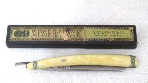Vintage Blue Diamond 105 Cut Throat Straight Razor In Box Made By Solingen Germany L: 243 mm