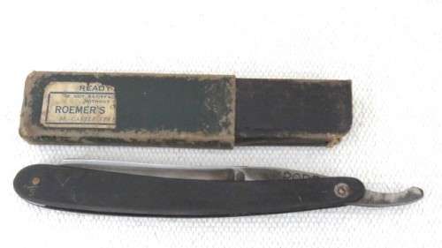 Vintage Kropp Cutthroat Straight Razor In Box Wood Handle Ground in Hamburg L: 260 mm SOLD AS IS