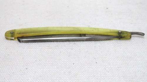 Vintage Bismarck Solingen Cutthroat Straight Razor Original Box Yellow Transparent Handle L: 240 mm