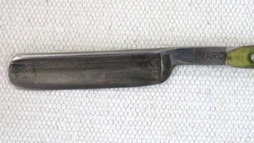 Vintage Bismarck Solingen Cutthroat Straight Razor Original Box Yellow Transparent Handle L: 240 mm
